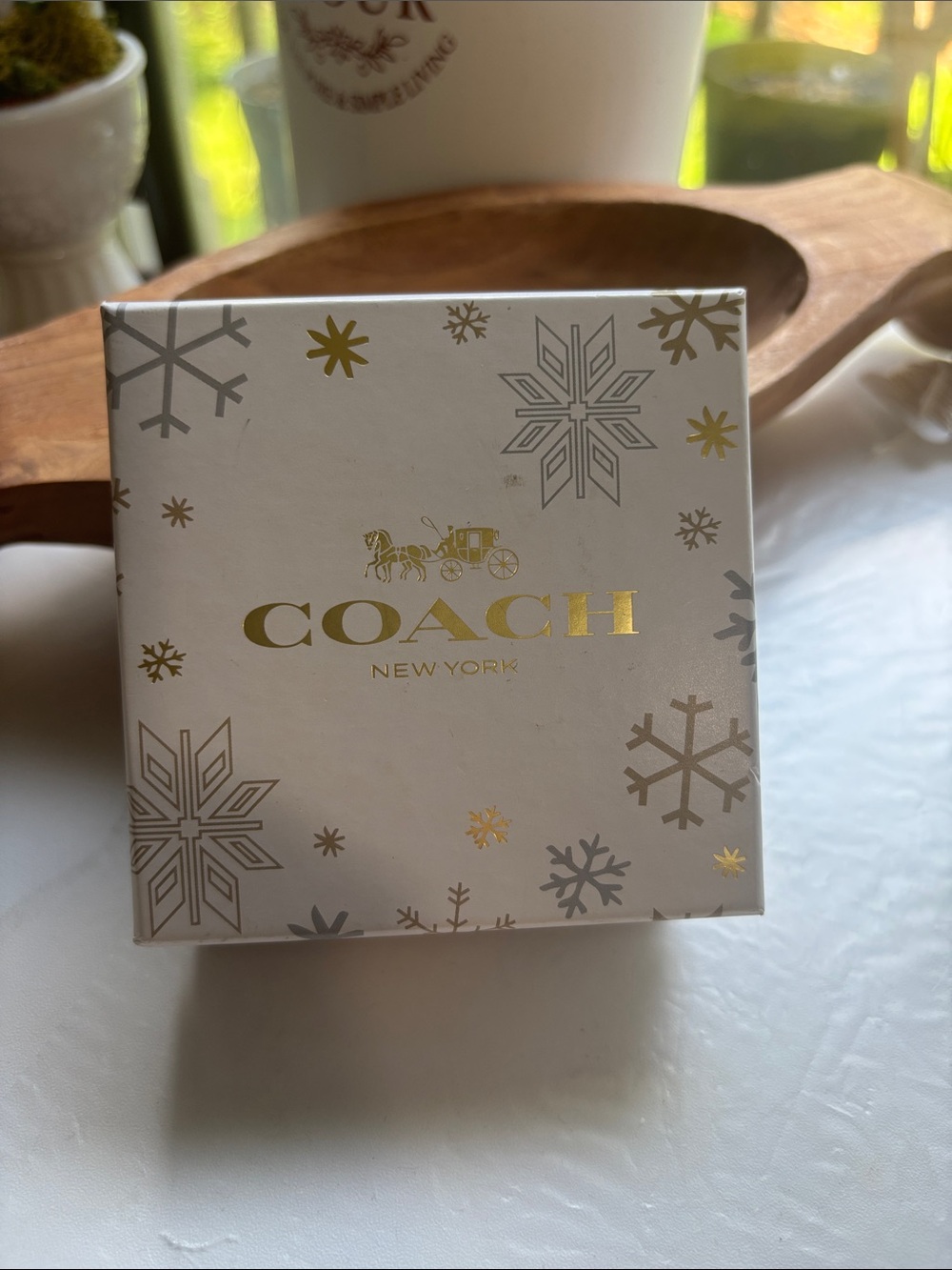 Coach Holiday Gift Box in White with Gold Accents - Picture 1 of 3